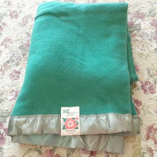 Vintage Chatham Wool Blanket 84 " X 70 " Green Satin Binding Full/queen