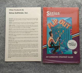 Flip Out Jacket Apple Ii Sirius Software Vintage Computer Game Flipout Flip - Out