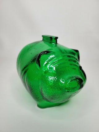 Vintage Anchor Hocking (?) Green Glass Pig Piggy Bank