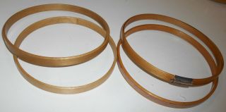 2 Vintage Wooden Embroidery Hoops One With Screw Tension One Has Felt Lining