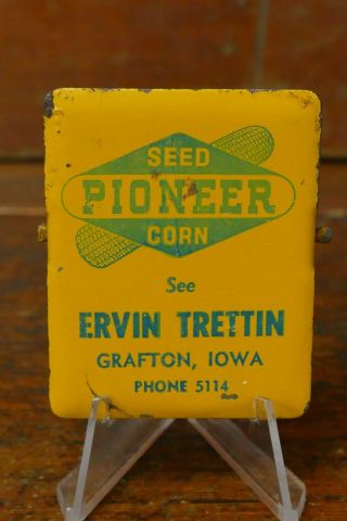 Vintage Pioneer Hybrid Seed Corn Metal Advertising Clip Grafton,  Iowa