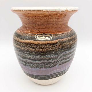 Vintage Royal Haeger Mid Century Vase Striped Earth Tones Speckled