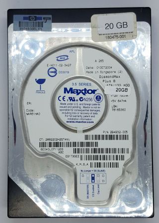 Maxtor 20gb Ata/ide Hard Drive,  Apple Formatted,  Ideal For Vintage Power Macs