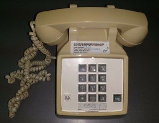 Vintage Cortelco Itt 2500 Cream Beige Tan Single Line Analog Corded Desk Phone