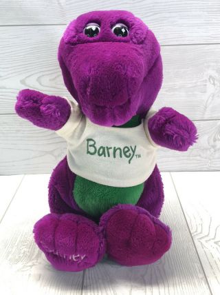 Vintage Barney The Dinosaur 13 " Plush With White T - Shirt By Lyons Group 1992
