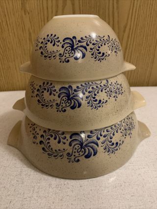 Vtg Pyrex Homestead Cinderella 441 442 443 Nesting Mixing Bowls Set Of 3