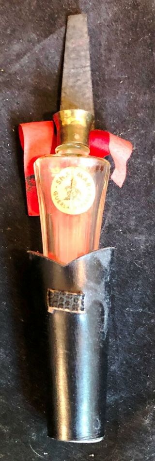 Vintage Guerlain Shalimar Perfume Bottle In Umbrella Leather Case