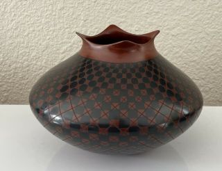 Vintage Olga Quezada Mata Ortiz Mexican Pottery Jar Pot 4.  75 " X 6.  5 "