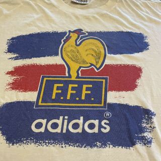 Vintage Adidas France FFF Shirt Soccer Size XL Striped 2