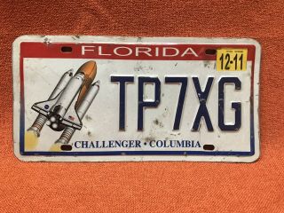 Vintage Space Shuttle Challenger Columbia Florida License Plate Tp7xg
