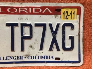 Vintage Space Shuttle Challenger Columbia Florida License Plate TP7XG 3