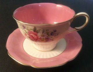 Vintage Paragon China (england) Pink Garden Meadow Floral Cup & Saucer