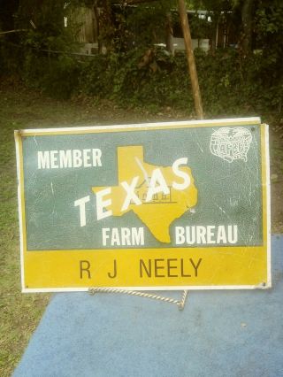 Vintage Texas Farm Bureau Member Sign 13 1/2 