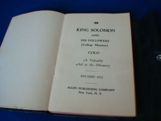 Vintage King Solomon And His Followers Colo Freemason 1952 Masonic Temple Bible