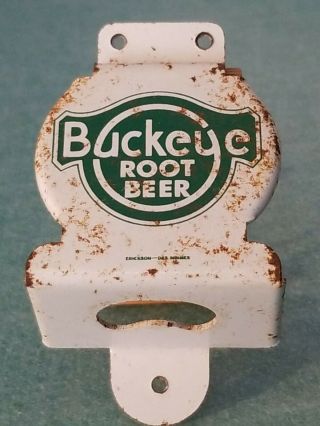 Vintage Porcelain Wall Mount Buckeye Root Beer Bottle Opener