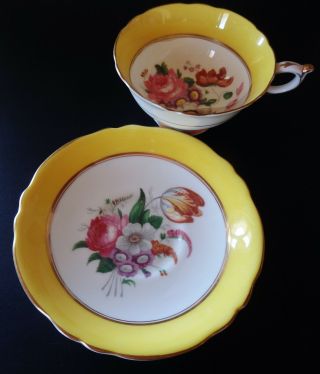 Vtg Paragon Tea Cup & Saucer Fine Bone China Yellow Rose English Garden Bouquet