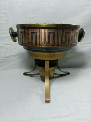 Copper / Brass Food Warmer Tray Trivet Candle Powered Danish Pot Warmer Vintage