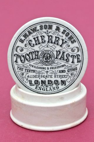 Vintage C1900s S.  Maw Son & Sons London Cherry Toothpaste Potlid Pot Lid,  Base