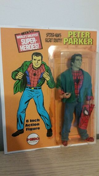 Custom 8 Inch Moc Peter Parker Mego Action Figure Spider - Man