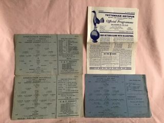 Vintage 1950’s Football Programmes X4 Cambridge University X3 & Spurs,  Well