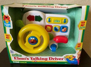 Vtg 1997 Tyco Sesame Street Elmo‘s Talking Driver Toy Steering Wheel