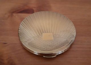 Rare Vintage Powder Compact And Mirror Kigu Brass Clam Shell Round Turned Back