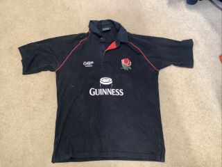 Cotton Traders England Rugby Shirt Guinness Black Classic Vintage Style Retro L