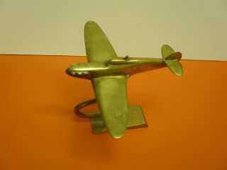 Vintage Solid Brass Ww2 Spitfire On Stand