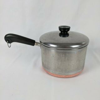 Vintage 1801 Revere Ware Stainless Copper Bottom Sauce Pan With Lid 3 Qt.