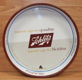 Vintage Schlitz " Move Up To Quality Move Up To Schlitz " Tin Serving Tray