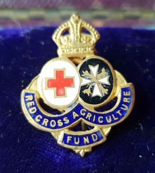 Early Vintage Enamel Red Cross Agriculture Fund Badge
