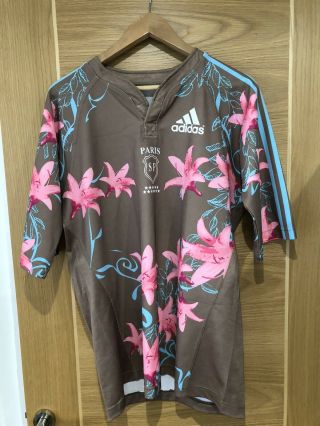 Vintage Stade Francais Rugby Jersey S/s Addidas In Large