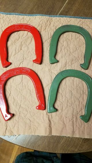 Vintage Set Of 4 Diamond Duluth Double Ringer Horseshoes 2 - 1/2 Lbs Official Usa