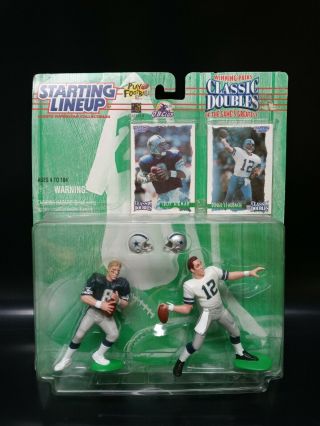 Vintage Starting Lineup Classic Doubles Troy Aikman Roger Staubach Figures