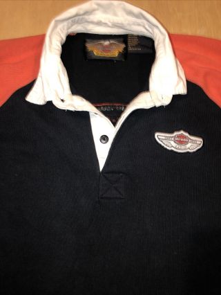 Vintage 2003 100 Year Anniversary Harley Davidson Pullover Rugby Jersey Shirt L 3