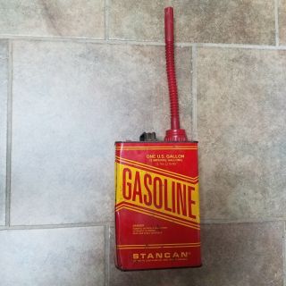 Vintage Stancan 1 Gallon Vented Metal Gasoline Can By Standard Container Co
