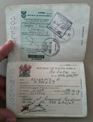 Greece Vintage Expired Cancelled Passport South Africa Visa 12,  5x8,  5 Cm 24