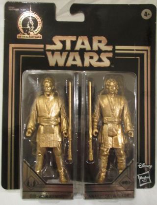 Star Wars Commemorative Edition Obi - Wan Kenobi Anakin Skywalker Gold Figures
