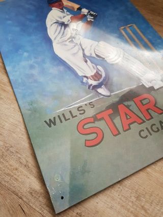 Will ' s Star Cigarettes Cricket Metal Vintage Style Tin Wall Sign 29 X 42cm Large 2