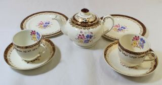 Tea For Two Vintage Alfred Meakin,  Teapot,  2 Cups,  Saucers And Side Plates