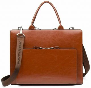 Bostanten Leather Briefcase Shoulder Laptop Business Vintage Slim,  Brown,  Size