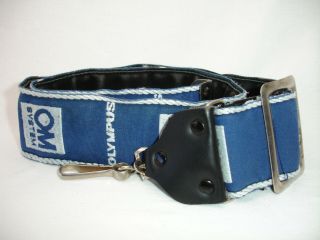 Olympus Camera Neck Strap,  Om System,  Blue,  White,  Black / Vintage