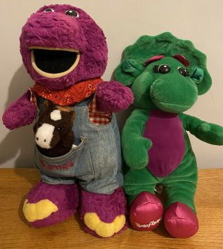 Barney The Purple Dinosaur Plush Cuddly Soft Toy Farmer Horse,  Baby Bop Lyons