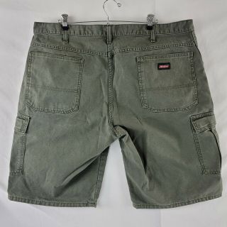 Dickies Mens Work Wear Cargo Shorts Size 40 Green 100 Cotton 7 Pocket Vtg Faded