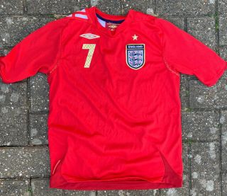 England Football Umbro Away Shirt 2004 - 2005 Mb Medium Boys Beckham 7 Vintage