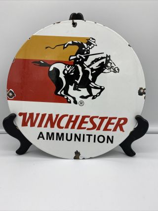 Vintage Style  Winchester Ammunition  Porcelain Gas & Oil Sign 12 Inch