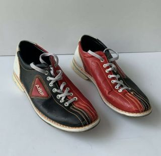 Vintage Qubica Amf Bowling Shoes Red Black Leather Men’s Size 10 Women’s 11.  5