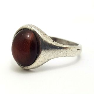 Vintage Solid Sterling Silver Tigers Eye Ring Size Uk Q,  Us 8.  5,  Eu 57.  5
