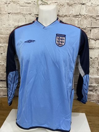 Vintage 2004 Umbro England Football Shirt Top Large Boys 158cm Youths Blue Bnwt