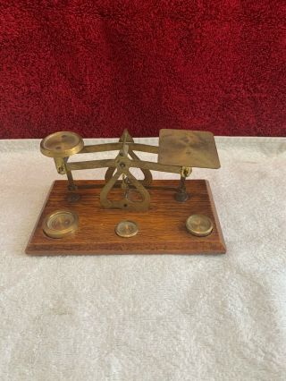 Set Of Small Vintage Postal Scales With Weights